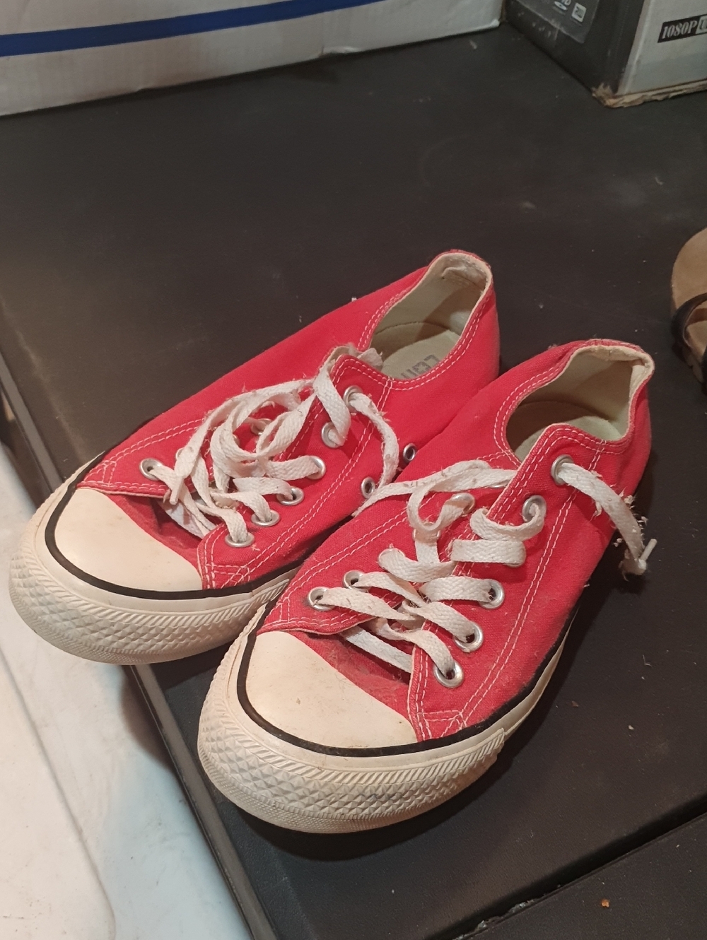 Converse Red Low-Top Canvas Lace-Up Sneakers